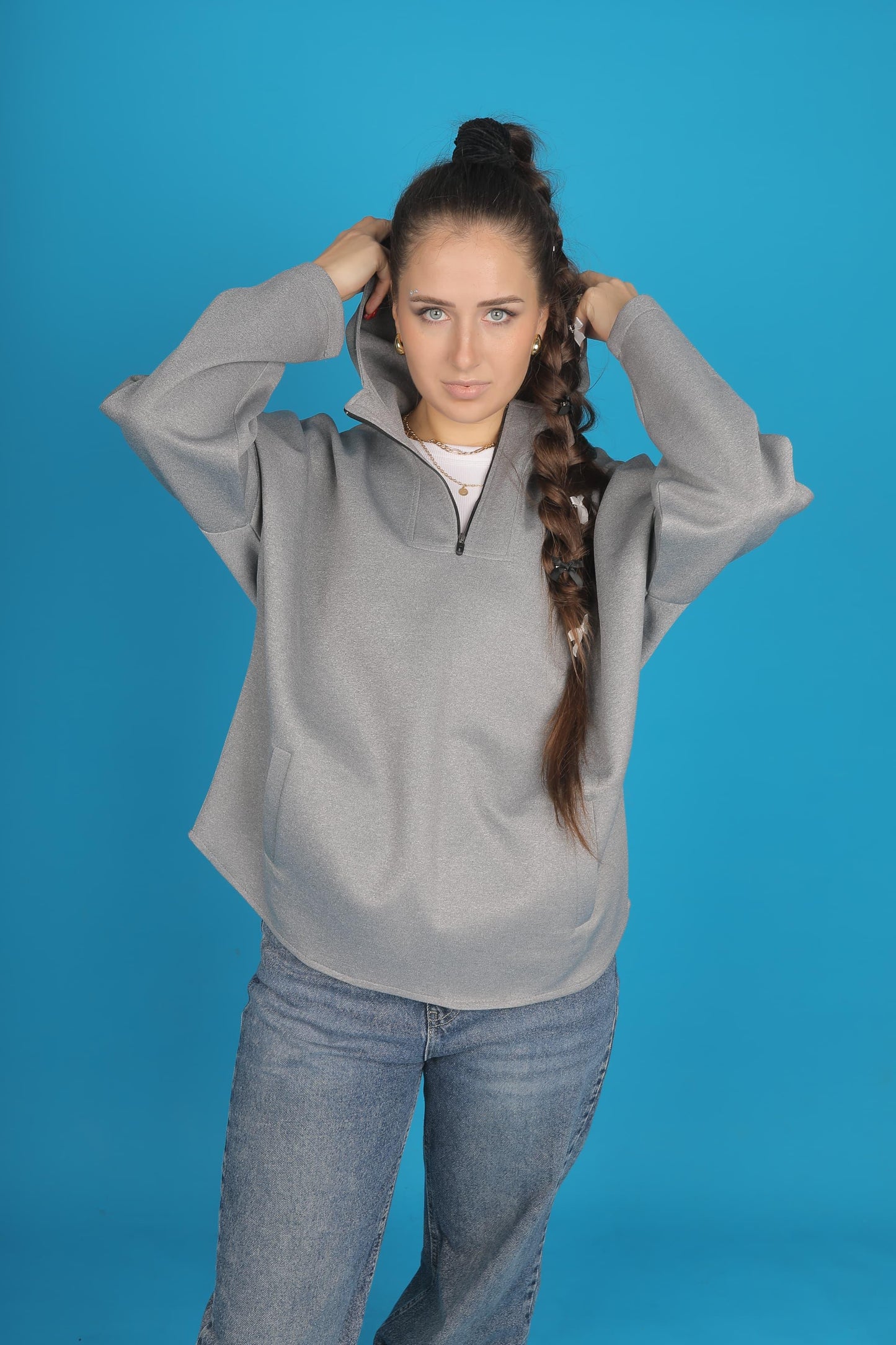 Gray And Beige Hoodie