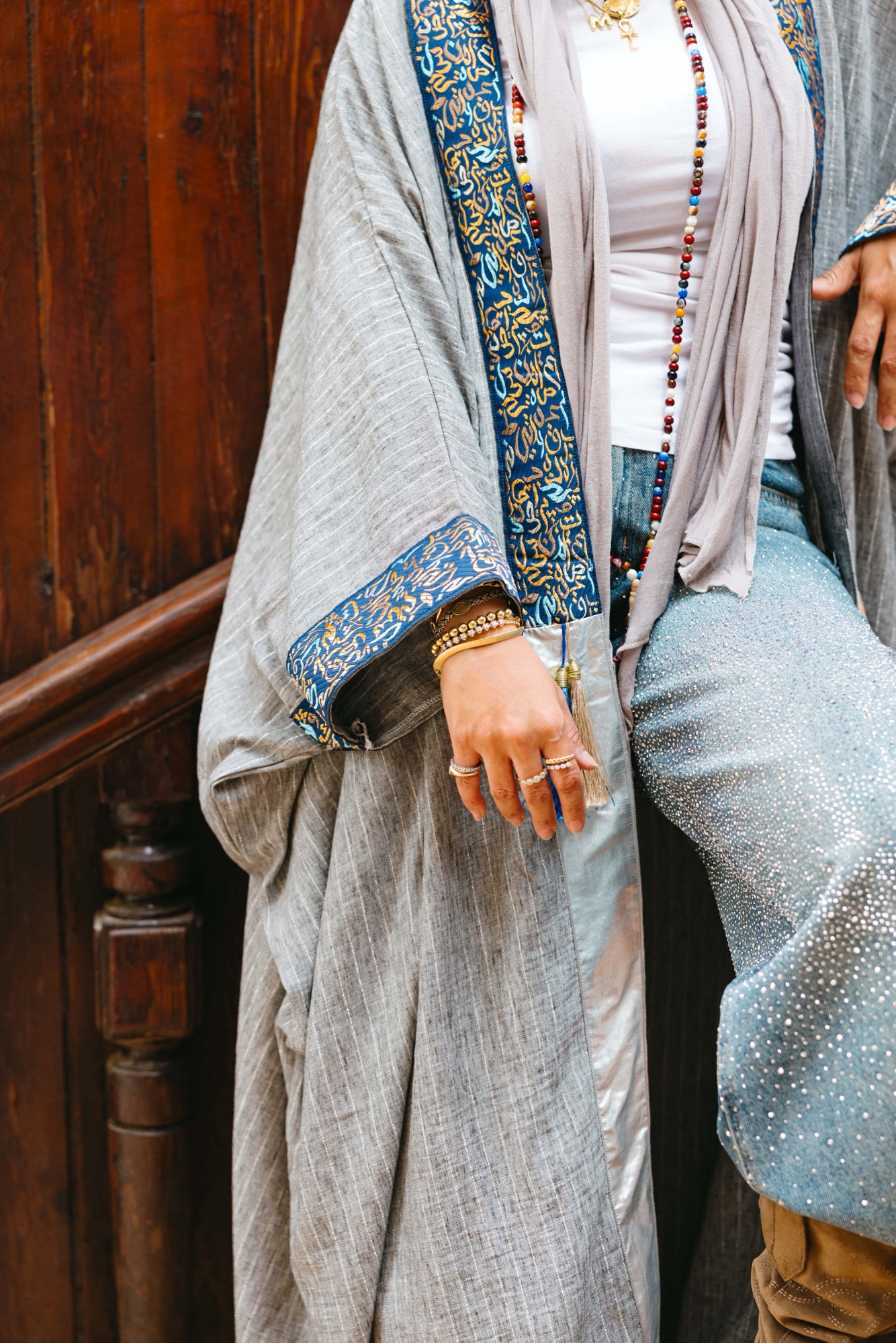 GREY LINEN KAFTAN