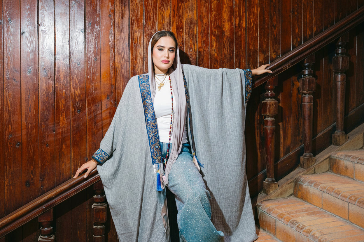 GREY LINEN KAFTAN