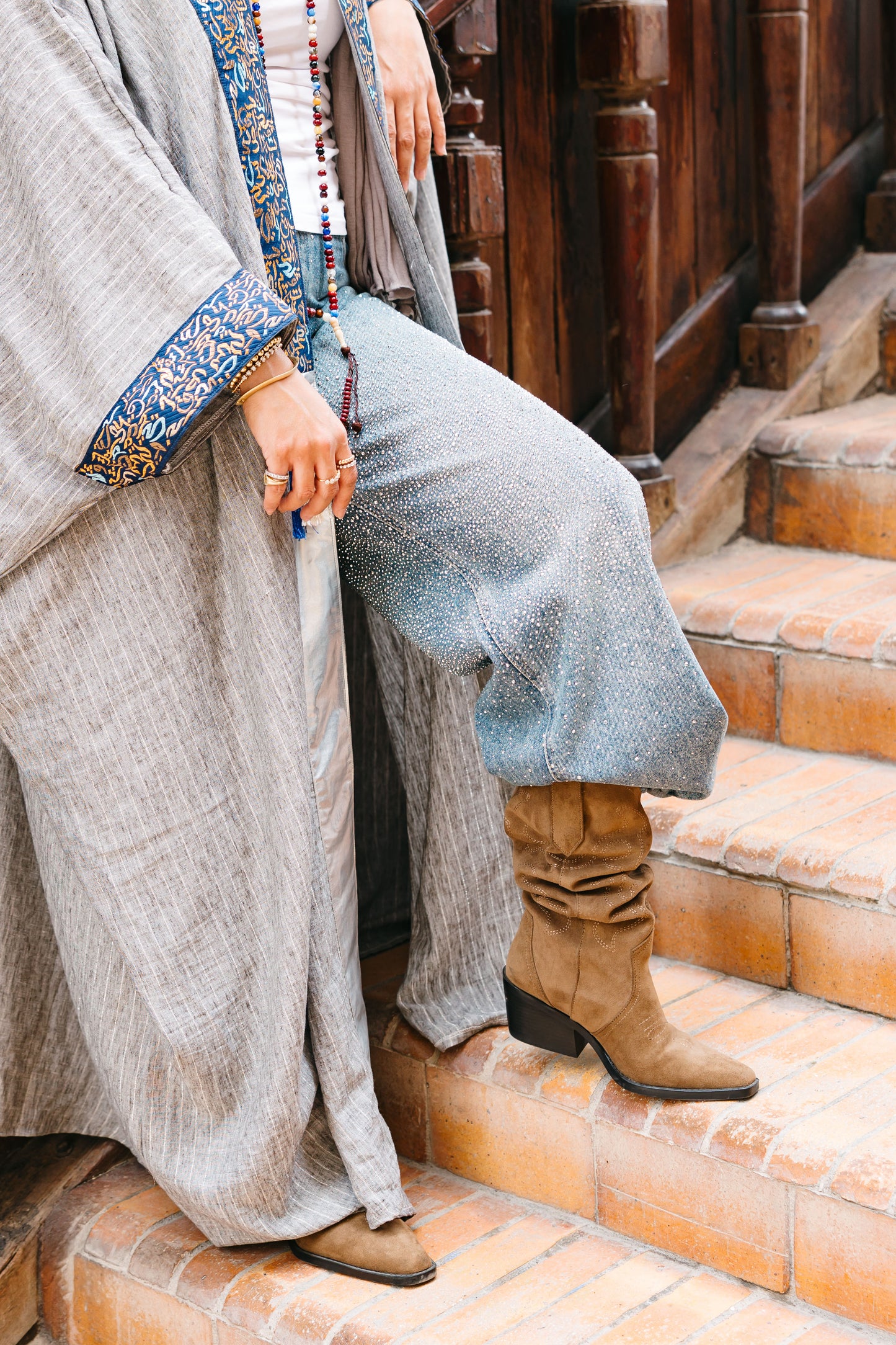 GREY LINEN KAFTAN