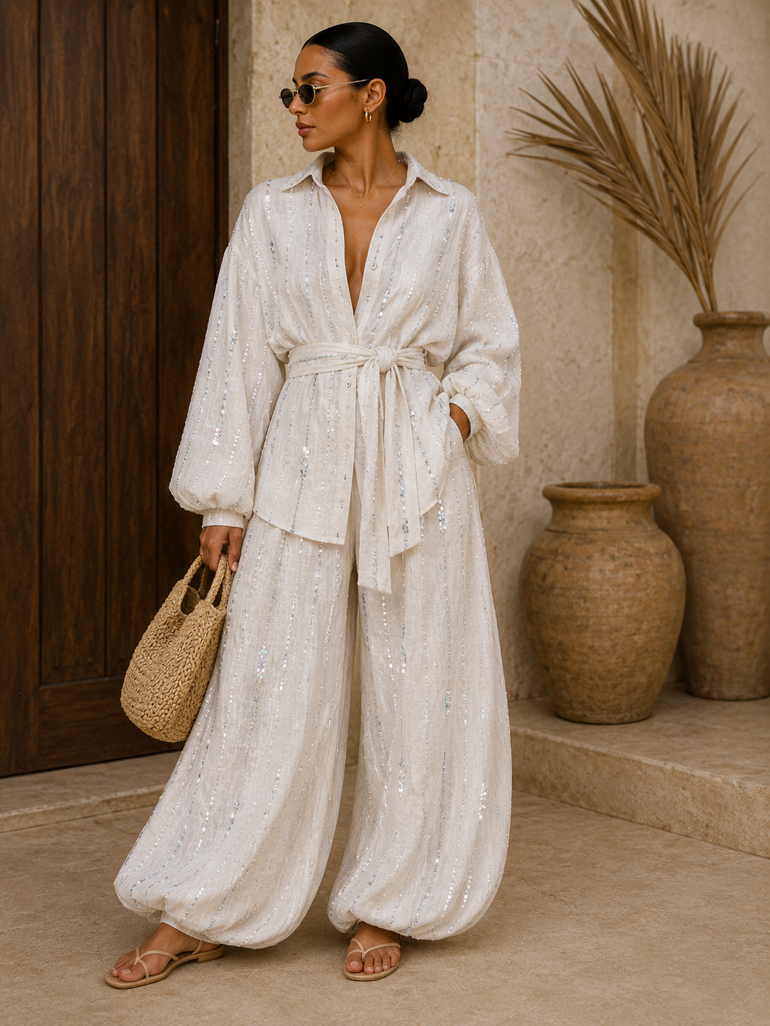 Linen pearl glow set